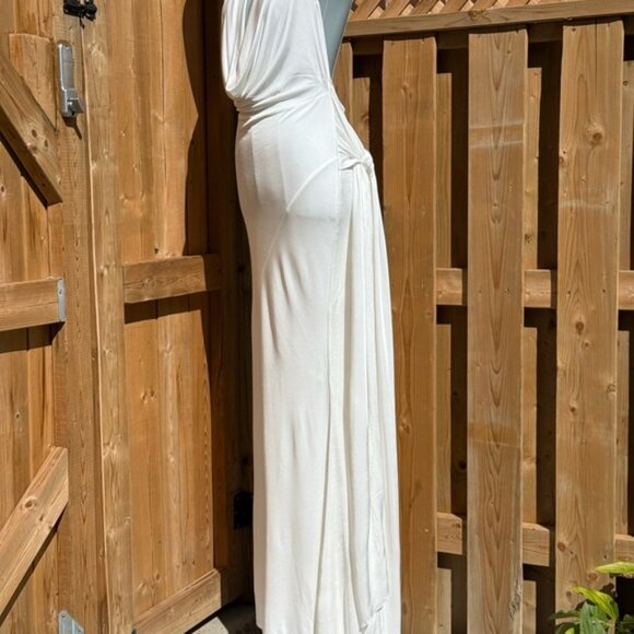 🆕 RAT & BOA 🧿 NWOT Winona White Slinky Cowl Neck Jersey Gown, Sz XS - Picture 4 of 16